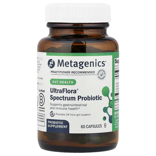 Metagenics, UltraFlora®, Suplemento probiótico de amplio espectro, 30,000 millones de UFC, 60 cápsulas