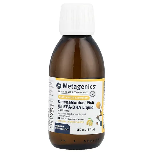 Metagenics, OmegaGenics®, EPA-DHA de aceite de pescado, Suplemento líquido, Limón natural, 150 ml (5 oz. líq.)