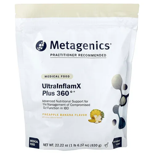 Metagenics, UltraInflamX Plus 360°, Alimento medicinal, Piña y plátano, 630 g (22,22 oz)