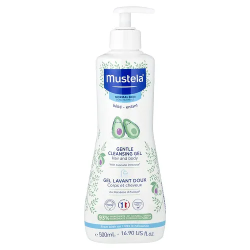 Mustela, Gel de limpieza suave con aguacate, Cabello y cuerpo, 500 ml (16,9 oz. líq.)