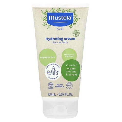 Mustela, Crema hidratante para el rostro y el cuerpo, Sin fragancia, 150 ml (5,07 oz. líq.)