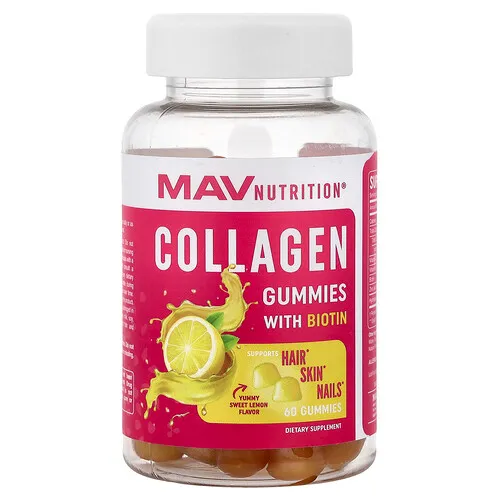 MAV Nutrition, Gomitas con colágeno y biotina, Limón dulce, 60 gomitas