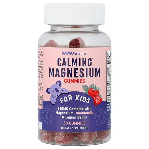 MAV Nutrition, Gomitas calmantes de magnesio, Para niños, Fresa deliciosa, 60 gomitas