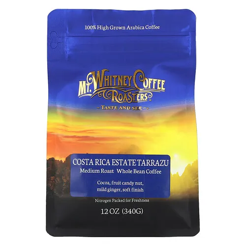 Mt. Whitney Coffee Roasters, Tarrazu de Costa Rica, Café en grano entero, Tostado medio, 340 g (12 oz)