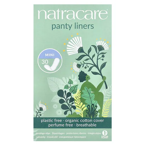 Natracare, Protectores diarios, Cubierta de algodón orgánico, Mini, 30 protectores