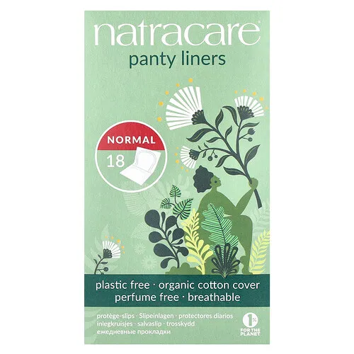 Natracare, Protectores diarios, Cubierta de algodón orgánico, Normales, 18 protectores diarios