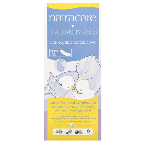 Natracare, Toallas femeninas absorbentes con recubrimiento de algodón orgánico, 10 toallas