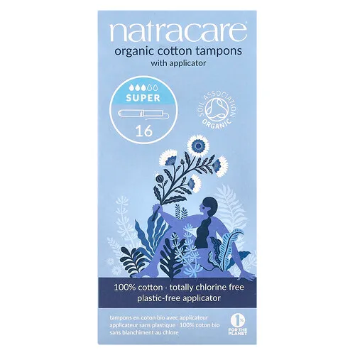Natracare, Tampones de algodón orgánico con aplicador, Super, 16 tampones