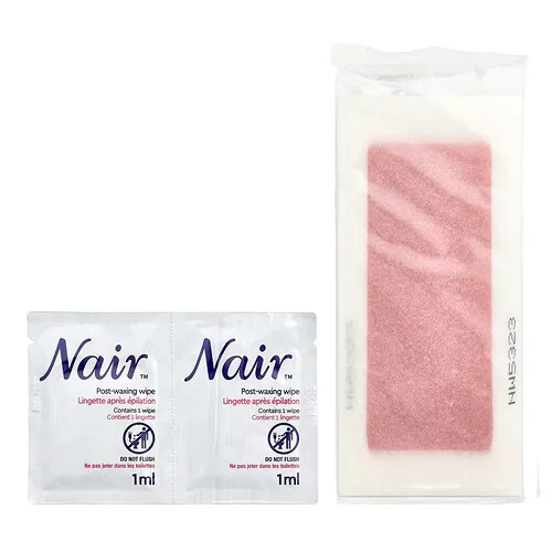 Nair, Tiras Wax Ready, Para piernas y cuerpo, Extractos de orquídeas y flores de cerezo, 40 tiras de cera más 6 toallitas húmedas para posparto
