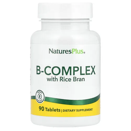 NaturesPlus, Complejo de vitaminas B con salvado de arroz, 90 comprimidos