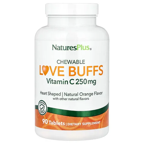 NaturesPlus, Love Buffs masticables, Vitamina C, Naranja natural, 90 comprimidos