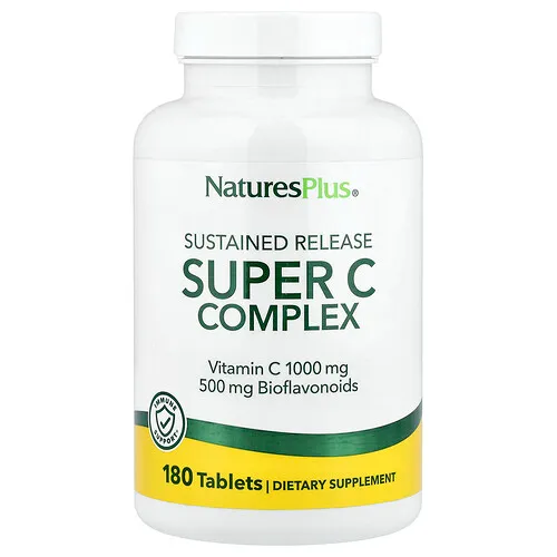 NaturesPlus, Supercomplejo de vitamina C, Liberación prolongada, 180 comprimidos