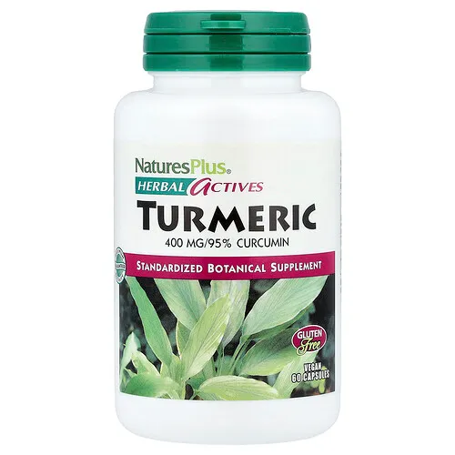 NaturesPlus, Activos herbales, Cúrcuma, 400 mg, 60 cápsulas
