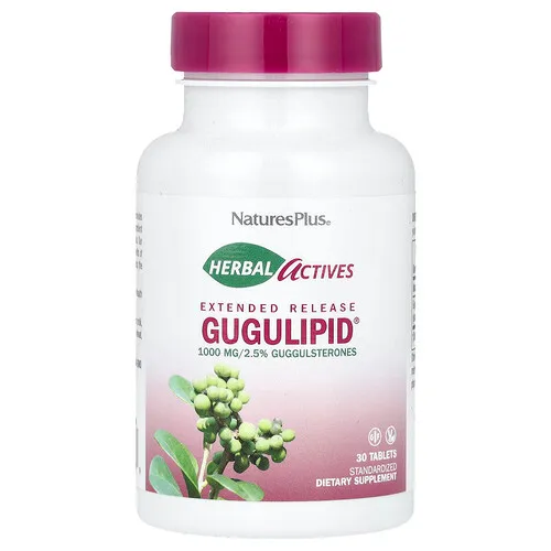 NaturesPlus, Principios activos herbales, Gugulipid®, Liberación prolongada, 1000 mg, 30 comprimidos