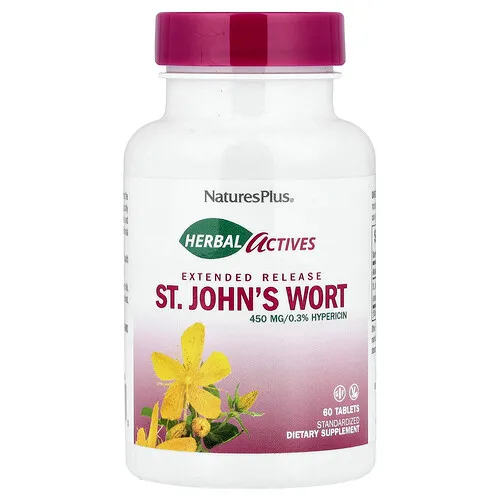 NaturesPlus, Principios activos herbales, Hierba de San Juan, 450 mg, 60 comprimidos