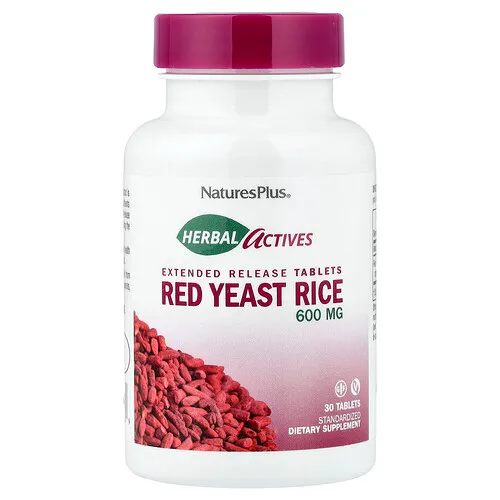NaturesPlus, Herbal Actives, Arroz de Levadura Roja, 600 mg, 30 Tabletas