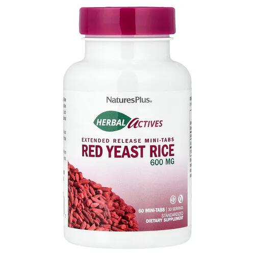 NaturesPlus, Ingredientes herbales activos, Arroz de levadura roja, 60 minicomprimidos (300 mg por pestaña)