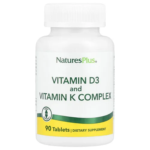 NaturesPlus, Complejo de vitamina D3 y vitamina K, 90 comprimidos
