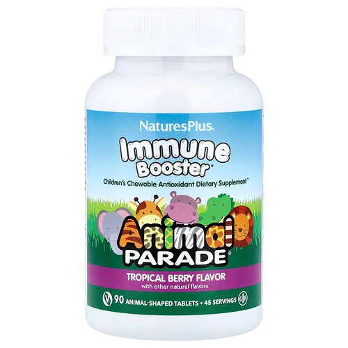 NaturesPlus, Animal Parade®, Potenciador del sistema inmunitario, Bayas tropicales, 90 comprimidos con forma de animales
