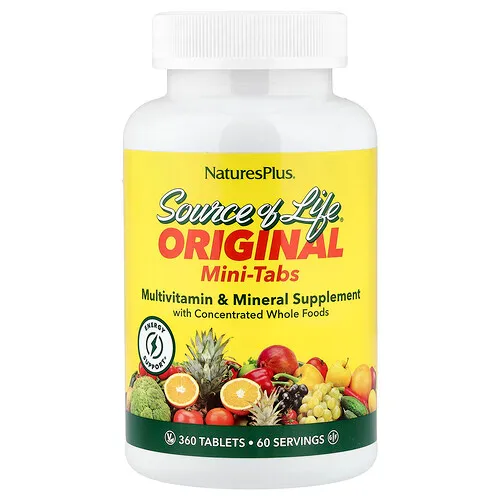 NaturesPlus, Source of Life®, Minicomprimidos originales, Suplemento multivitamínico y mineral, 360 comprimidos