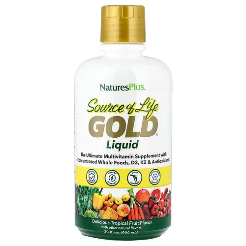 NaturesPlus, Source of Life Gold®, Líquido, Frutas tropicales, 900 ml (30 oz. líq.)