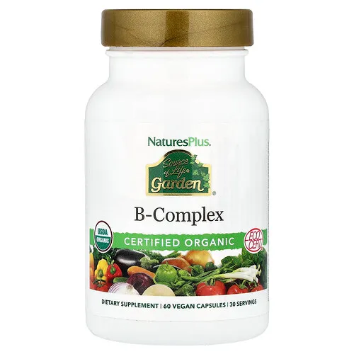 NaturesPlus, Source of Life® Garden, Complejo de vitaminas B orgánicas, 60 cápsulas veganas