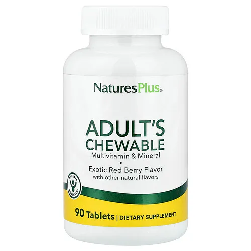 NaturesPlus, Multivitamínico Masticable para Adultos, Superfrutas Rojas Exóticas, Bayas Rojas, 90 Tabletas
