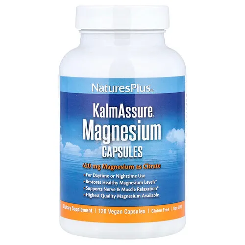 NaturesPlus, KalmAssure®, Magnesio, 120 cápsulas veganas (105 mg por cápsula)