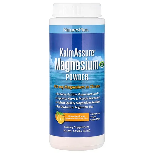 NaturesPlus, KalmAssure®, Magnesio en polvo, Naranja refrescante, 522 g (1,15 lb)