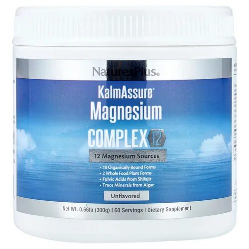 NaturesPlus, KalmAssure®, Complejo de magnesio 12, Sin sabor, 300 g (0,66 lb)