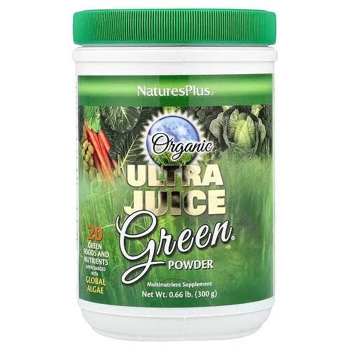 NaturesPlus, Ultra Juice Green® orgánico en polvo, 300 g (0,66 lb)