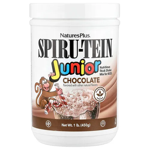 NaturesPlus, Spiru-Tein® para niños, Mezcla nutritiva y espesa para batir niños, Chocolate, 450 g (1 lb)