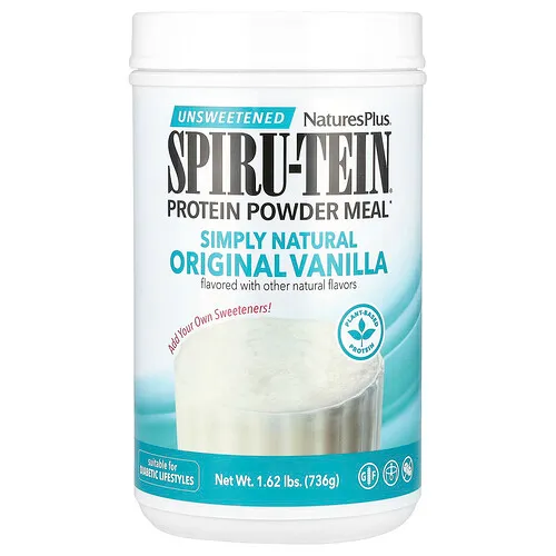 NaturesPlus, Spiru-Tein®, Harina de proteína en polvo, Sin endulzar, Vainilla, 736 g (1,62 lb)