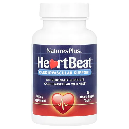 NaturesPlus, HeartBeat, Refuerzo cardiovascular, 90 comprimidos en forma de corazón