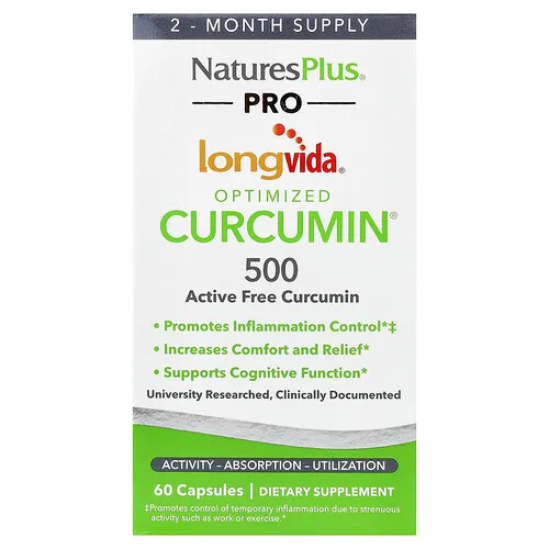 NaturesPlus, Pro Longvida®, Curcumina, 500 mg, 60 cápsulas