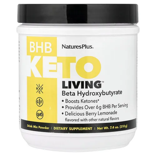 NaturesPlus, BHB Keto Living™, Deliciosa limonada con bayas, 210 g (7,4 oz)