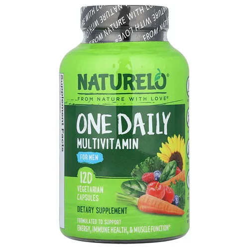 NATURELO, Suplemento multivitamínico de una ingesta diaria para hombres, 120 cápsulas vegetales