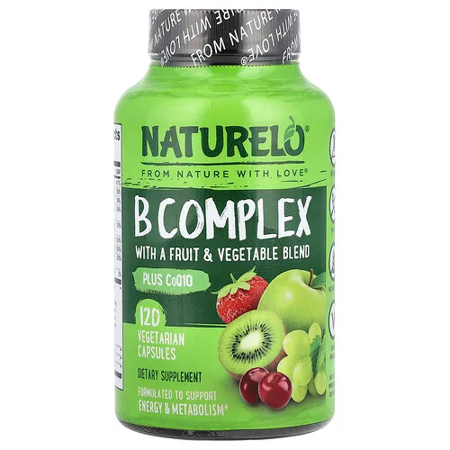 NATURELO, Complejo B con una mezcla de frutas y vegetales, más CoQ10, 120 cápsulas vegetales