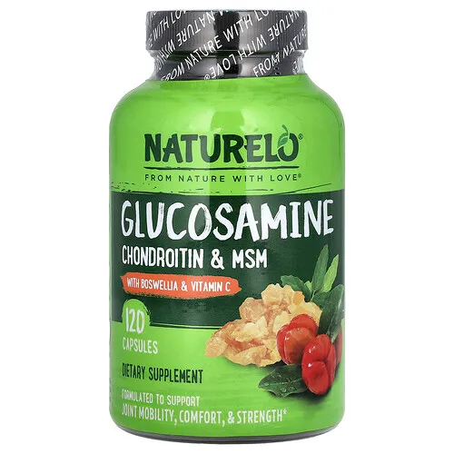 NATURELO, Glucosamina, condroitina y MSM con Boswellia y vitamina C, 120 cápsulas