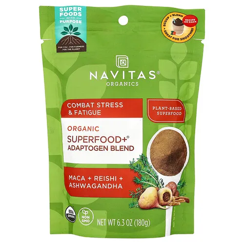 Navitas Organics, Superalimento orgánico y mezcla de adaptógenos, Maca, reishi y ashwagandha, 180 g (6,3 oz)