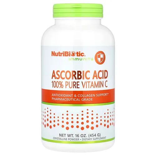 NutriBiotic, Inmunidad, Ácido ascórbico, Vitamina C 100 % pura, Polvo cristalino, 454 g (16 oz)