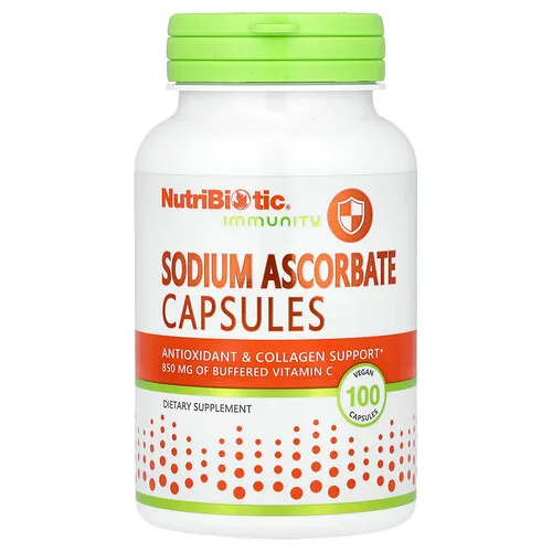 NutriBiotic, Inmunidad, Ascorbato de sodio, 100 cápsulas veganas