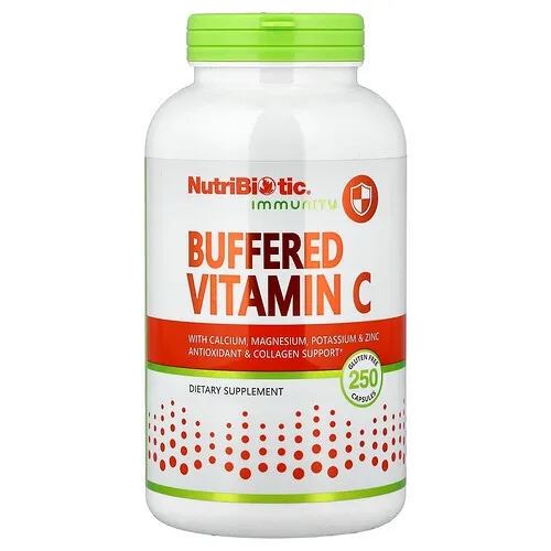 NutriBiotic, Inmunidad, Vitamina C regulada con calcio, magnesio, potasio y zinc, 250 cápsulas sin gluten