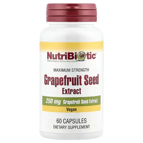 NutriBiotic, Extracto de semilla de pomelo, Máxima concentración, 250 mg, 60 cápsulas