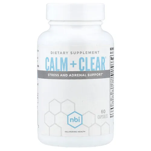 NBI, Calm + Clear®, Refuerzo para el estrés y las glándulas suprarrenales, 60 cápsulas