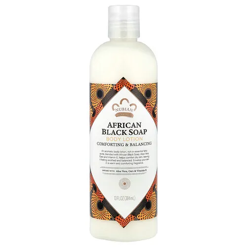 Nubian Heritage, Loción corporal, jabón negro africano, 13 fl oz (384 ml)