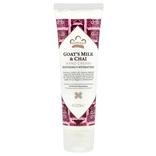 Nubian Heritage, Crema para manos, Leche de cabra y chai, 118 ml (4 oz. líq.)