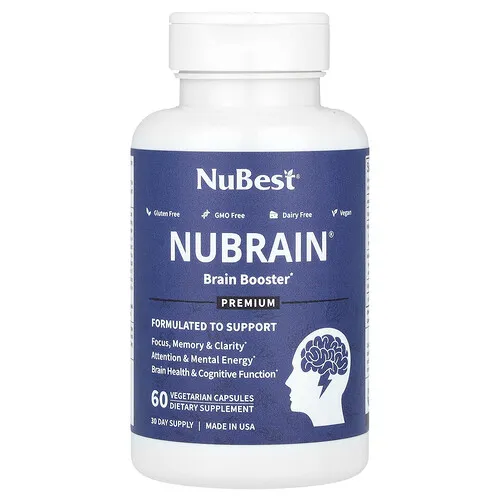 NuBest, Nubrain, Suplemento para potenciar la mente, 60 cápsulas vegetales