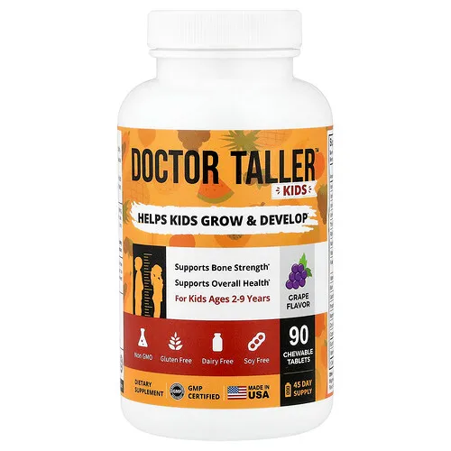 NuBest, Doctor Taller™, Suplemento para favorecer el crecimiento y el desarrollo, Para niños de 2 a 9 años, Uva, 90 comprimidos masticables