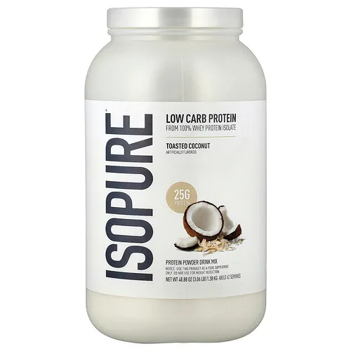 Isopure, Proteína en polvo con bajo contenido de carbohidratos, Coco tostado, 1,38 kg (3,06 lb)
